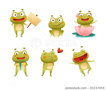 Cute Green Frog or Toad Character Engaged in Different Activity Vector Set Cute Green Frog or Toad Character Engaged in Different Activity Vector Set 93237459