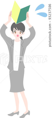 A woman in a suit holding a beginner's mark A woman in a suit holding a beginner's mark 93237586