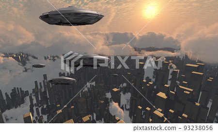 Spacecrafts over city 93238056