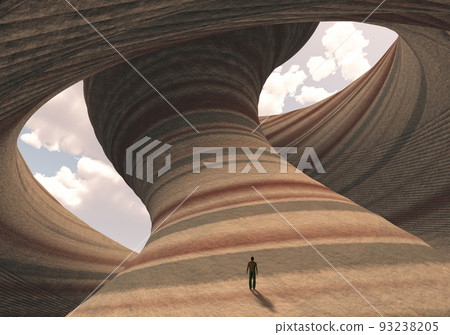 Man on carved canyon 93238205