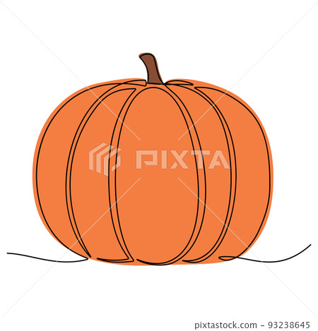 Continuous line drawing of pumpkin. Vector illustration Continuous line drawing of pumpkin. Vector illustration 93238645