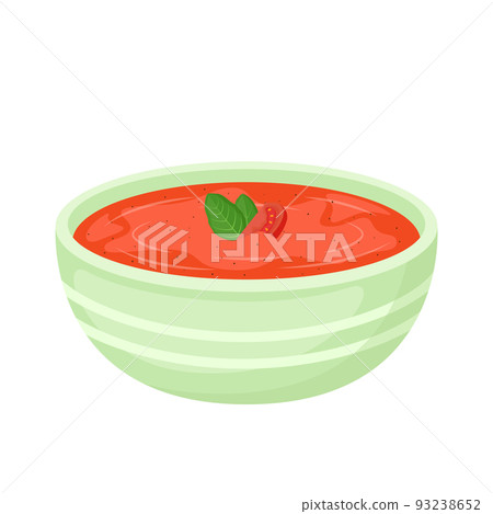 Tomato cream soup in bowl, vector Illustration Tomato cream soup in bowl, vector Illustration 93238652