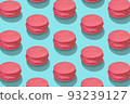 Isometric composition from traditional french macarons on blue. 93239127