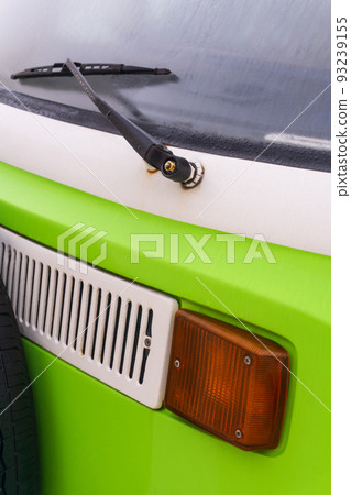 Detail of a white - green travel van Detail of a white - green travel van 93239155