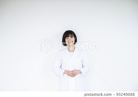 Doctor doctor woman smiling looking at camera white background 93240088