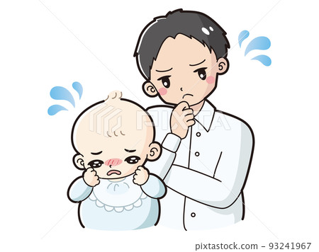 Illustration of a troubled baby and a man Illustration of a troubled baby and a man 93241967