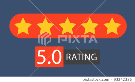 Rating stars badges. 5 stars rating. User reviews and feedback concept. Vector illustration. Rating stars badges. 5 stars rating. User reviews and feedback concept. Vector illustration. 93242386