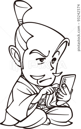 Lord playing with a smartphone [3 heads, black and white] 93242574