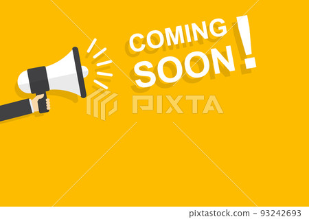 hand holding megaphone with coming soon speech bubble banner vector with copy space for business, marketing, flyers, banners, presentations, and posters. illustration hand holding megaphone with coming soon speech bubble banner vector with copy space for business, marketing, flyers, banners, presentations, and posters. illustration 93242693