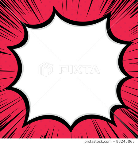 A square frame with a black concentration line and a shouting balloon that emphasizes and announces red background A square frame with a black concentration line and a shouting balloon that emphasizes and announces red background 93243863