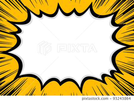 Black concentration line and shouting speech bubble frame that emphasizes and announces yellow background Black concentration line and shouting speech bubble frame that emphasizes and announces yellow background 93243864