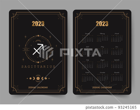 Zodiac sagittarius calendar 2023. Pocket size Stock