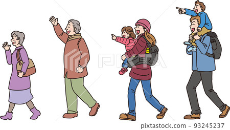 一家三口穿冬裝的一家人連續走 一家三口穿冬裝的一家人連續走 93245237