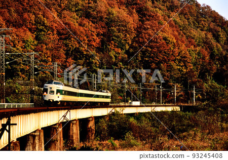 1999 年 3 輛 381 系列 L 特快八雲列車在白美線上以秋色亮相 93245408