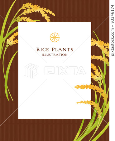 Color illustration of ear of rice (message frame) 93246174