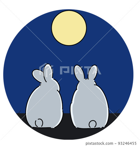 A rabbit looking at the clear moon 93246455