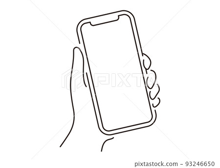 Smartphone and hand vector line illustration Smartphone and hand vector line illustration 93246650