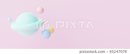 3d render of pastel ball, soaps bubbles, blobs that floating on the air isolated on pastel background. Abstract scene. 93247076