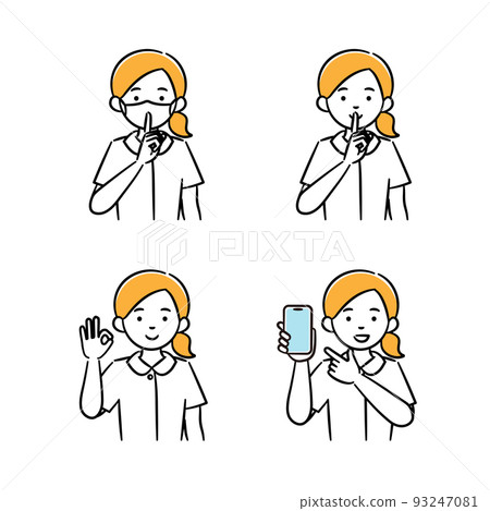 一位年輕女醫務人員的簡單插圖集 93247081