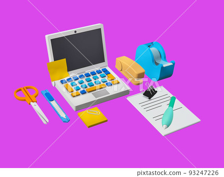 A set of stationary items office., 3d minimalist style., office school pen writing paperwork symbol 3d illustration rendering icon editable isolated. A set of stationary items office., 3d minimalist style., office school pen writing paperwork symbol 3d illustration rendering icon editable isolated. 93247226