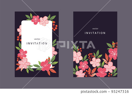 Winter botanical background frame set Winter botanical background frame set 93247316