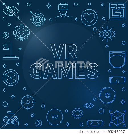 VR Games blue linear frame - vector Virtual Reality illustration 93247637