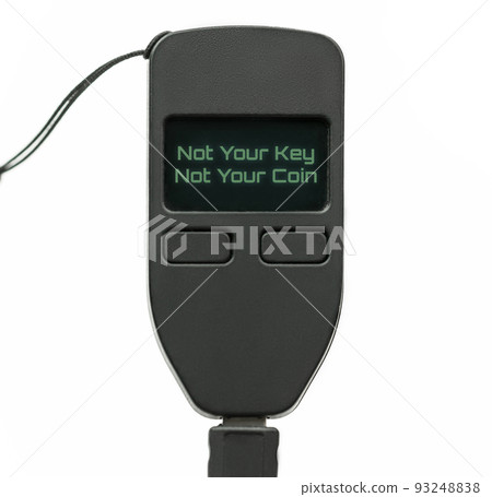 Not Your key not your coin on a hardware wallet use for cryptocurrency concept. Not Your key not your coin on a hardware wallet use for cryptocurrency concept. 93248838