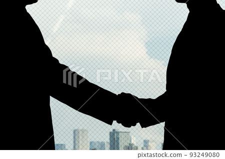 商人（剪影，握手，城市 93249080