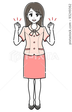 一個穿上衣的女人做出膽量的姿勢(簡單,全身) 一個穿上衣的女人做出膽量的姿勢(簡單,全身) 93249362