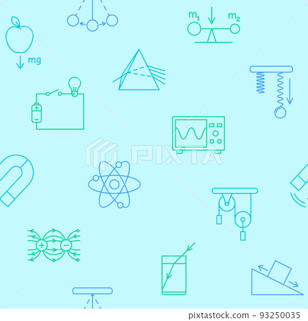 Physics seamless pattern in line style - Stock Illustration [93250035 ...