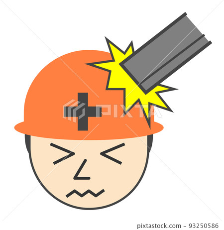 在建築工地，材料撞擊工人頭盔的工業事故 93250586