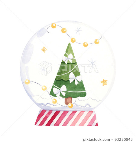 Christmas tree decorated with bows in a glass bowl 93250843
