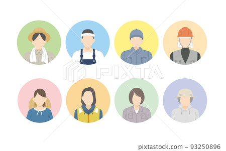Primary industry people icon man and woman agriculture fishery livestock forestry illustration 93250896