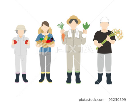 Agriculture Farmer Harvest Vegetable Rice Farm Fruit Farmer Male and Female Illustration 93250899