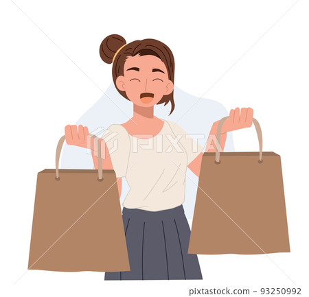 Happy shopping girl. Vector illustration Happy shopping girl. Vector illustration 93250992
