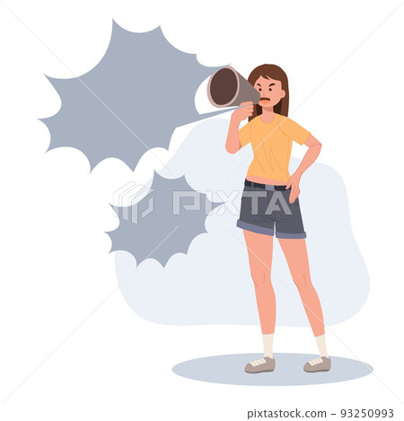 woman use megaphone to announce sale festival. shopping concept. Vector illustration 93250993