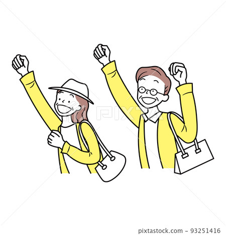 Illustration material of a Japanese couple traveling 93251416