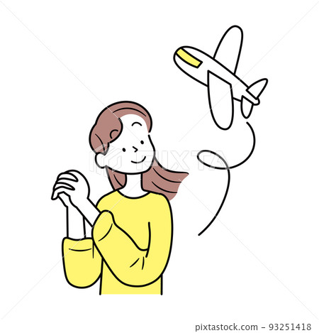 計劃旅行的日本婦女的插圖素材 93251418