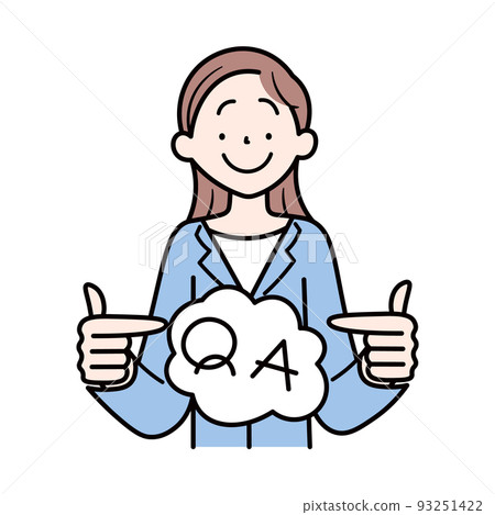 亞洲女商人指向 Q 和 A 的插圖素材 亞洲女商人指向 Q 和 A 的插圖素材 93251422