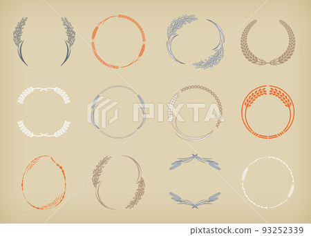 復古設計標籤集。大米和小麥。 復古設計標籤集。大米和小麥。 93252339