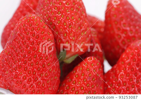 Bright red strawberries Benihoppe from Shizuoka close-up bright background Bright red strawberries Benihoppe from Shizuoka close-up bright background 93253087
