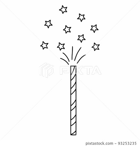 Festive firework with stars. Firecracker and sparklers. Illustration with doodles. Outline icon. Element for Christmas card. Festive firework with stars. Firecracker and sparklers. Illustration with doodles. Outline icon. Element for Christmas card. 93253235