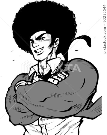 一個雙臂交叉的酷商人的黑白插圖 93253544