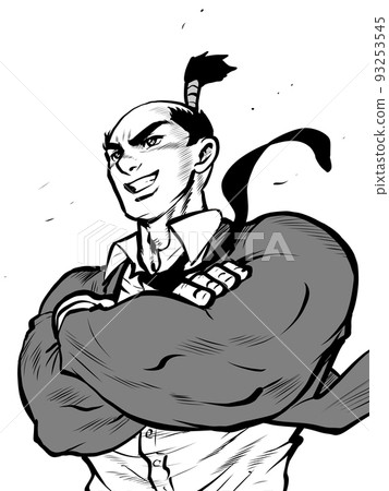 一個雙臂交叉的酷商人的黑白插圖 一個雙臂交叉的酷商人的黑白插圖 93253545