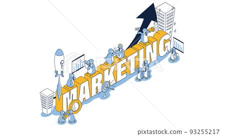 Isometric illustration with the image of marketing 93255217