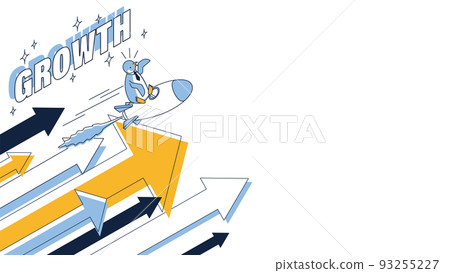 一個商人在火箭上生長的圖像的等距插圖 93255227