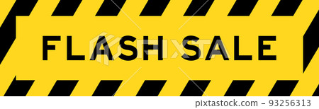 Yellow and black color with line striped label banner with word flash sale Yellow and black color with line striped label banner with word flash sale 93256313