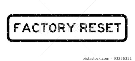 Grunge black factory reset word square rubber seal stamp on white background Grunge black factory reset word square rubber seal stamp on white background 93256331
