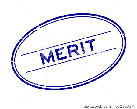 Grunge blue merit word oval rubber seal stamp on white background Grunge blue merit word oval rubber seal stamp on white background 93256337