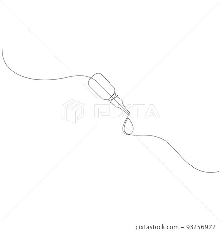 Continuous one line drawing. Cosmetics, oils or medical drops. Vector illustration. 93256972